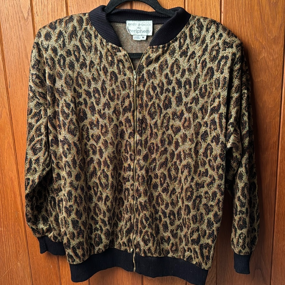 🌻 Vintage Leopard print gold sparkle jacket kathleen usherwood for periphery